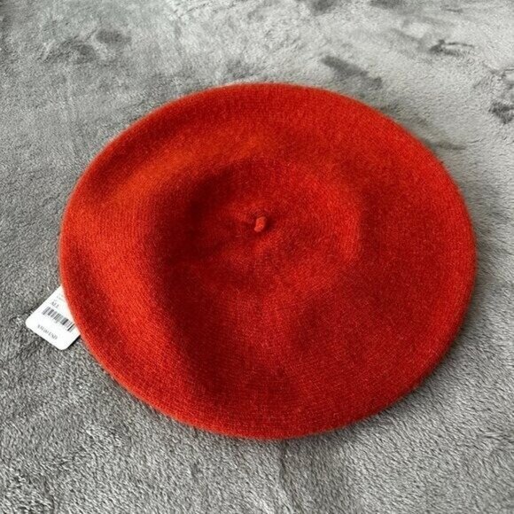 NWT Free People 100% Wool Hat Beret Orange Cayenne One Size - Picture 1 of 4